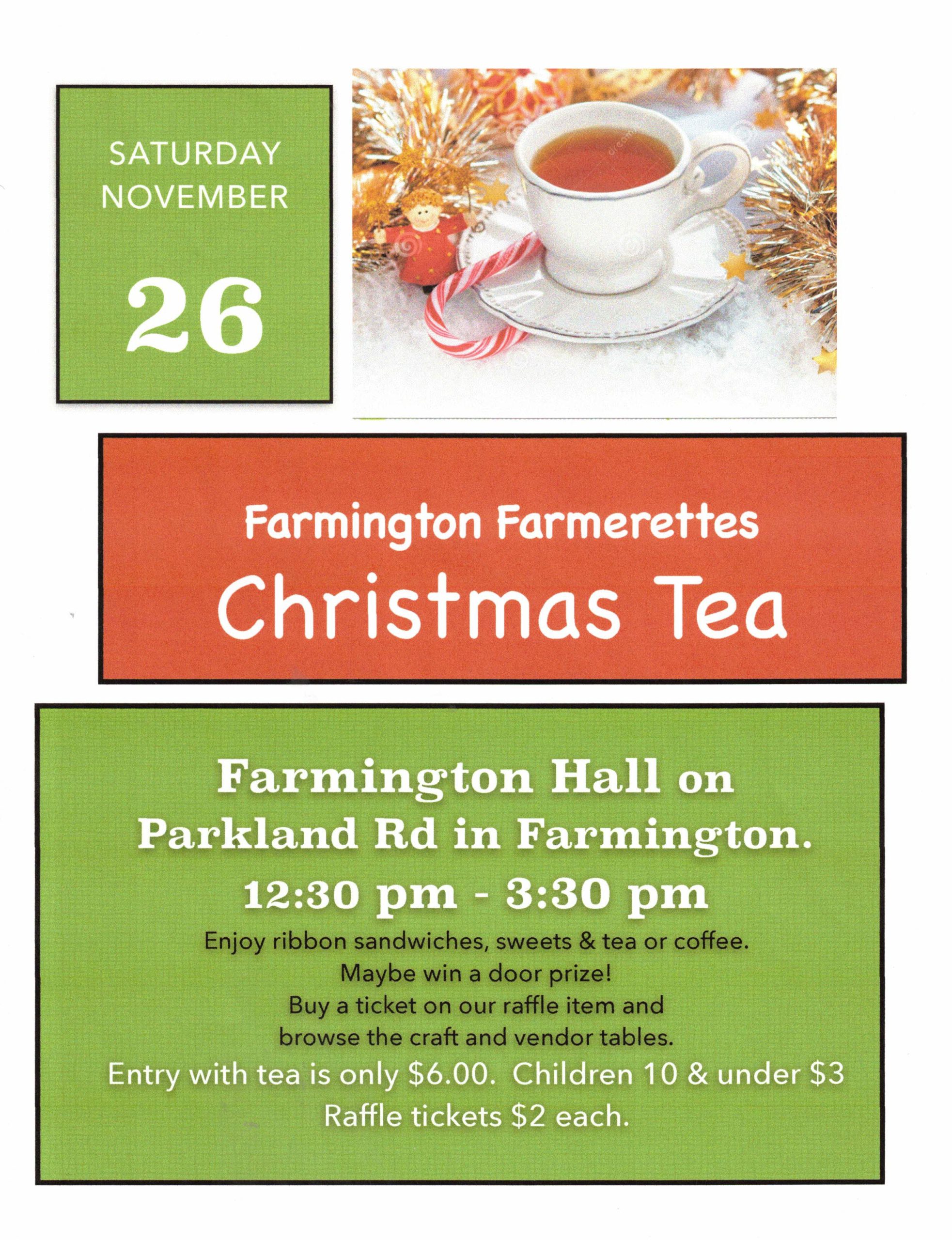 FARMINGTON FARMERETTES CHRISTMAS TEA & CRAFT SALE