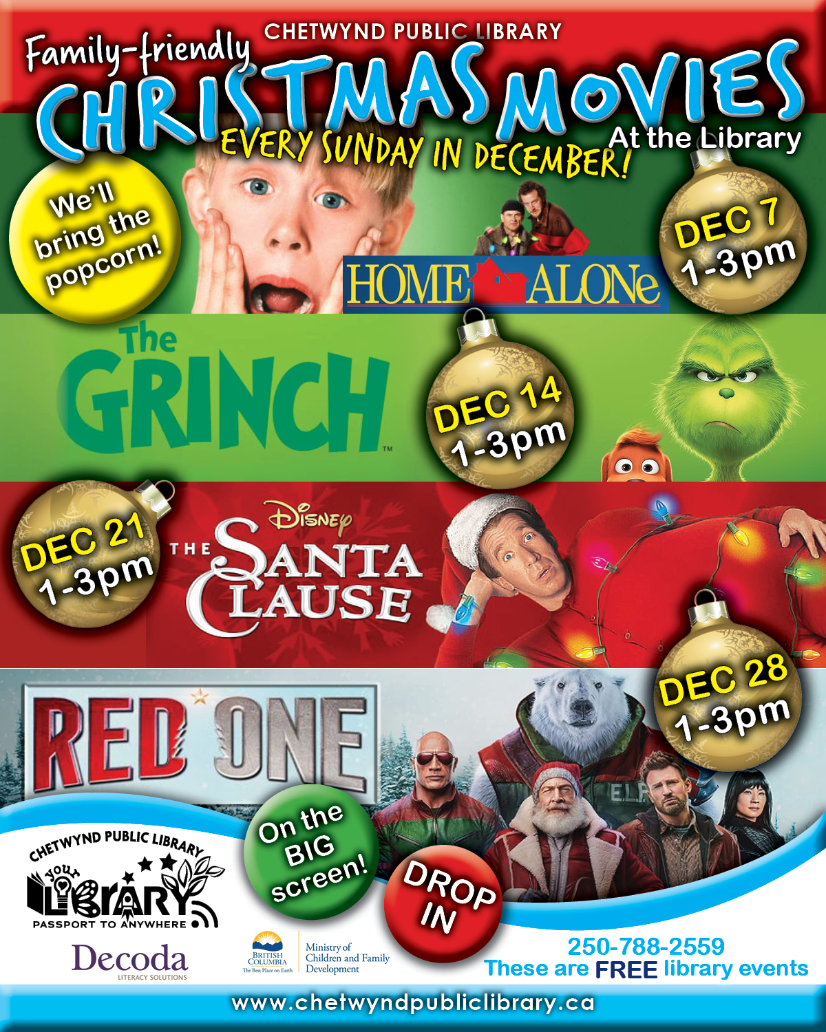 Sunday Christmas Movies at the Library – Dec 7